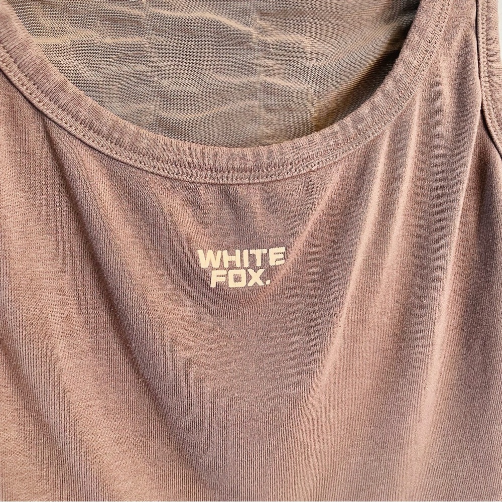 White Fox Taupe Cropped Tank Top | Medium - Picture 2 of 5